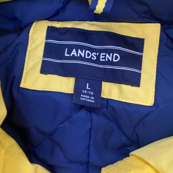 Kids Lands End‎ Down Parka Winter Coat Jacket Yellow Large - Picture 4 of 8